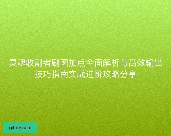 灵魂收割者刷图加点全面解析与高效输出技巧指南实战进阶攻略分享